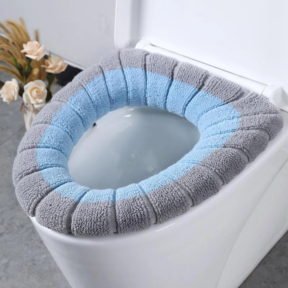 

Toilet Seat Mat Set Bathroom Universal Warm Soft Thicker Washable Closestool Mat Seat Case Winter Warmer Mat Pad Bidet Covers