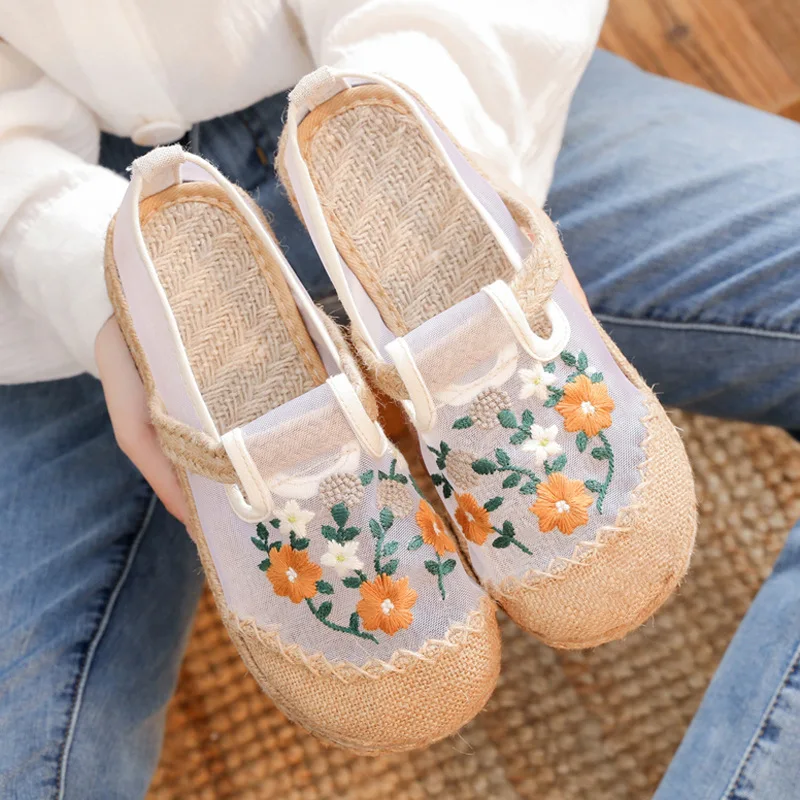 

Женская дышащая обувь 2023, летняя сетчатая обувь с вышивкой, удобная обувь Hanfu, женские Тапочки