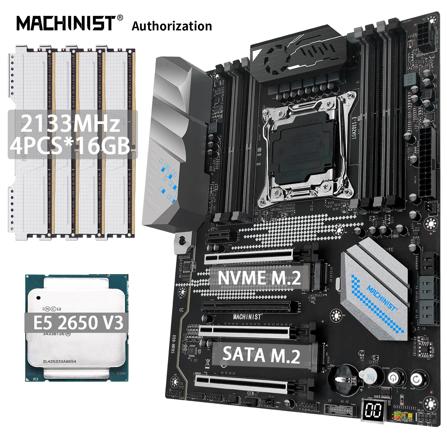 

Комплект материнской платы JGINYUE X99 LGA 2011-3 с комплектом Xeon E5 2650 V3 процессор ЦП DDR4 64 ГБ = 4 шт. * 16 Гб 2133 МГц Память ОЗУ ATX X99 MR9S