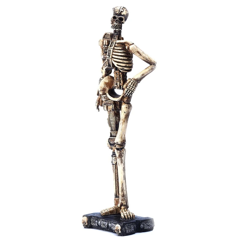 

Semi-mechanical Resin Skull Ornament Desktop Human Skeleton Statue Home Entrance Decor Collectible Gift Halloween Decoration
