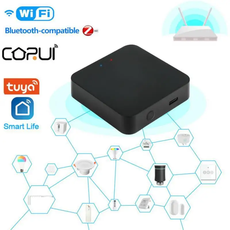 

Умный шлюз CORUI Tuya ZigBee, многорежимный хаб с Wi-Fi и Bluetooth, мост для умного дома, работает с приложением Alexa и Google Home