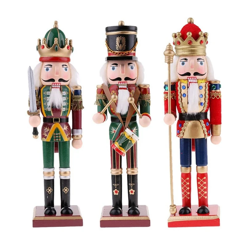 

3Pcs Wood Nutcracker Ornament Nutcracker Figures Home Decoration For Christmas Tree Decorations Ornaments Toys