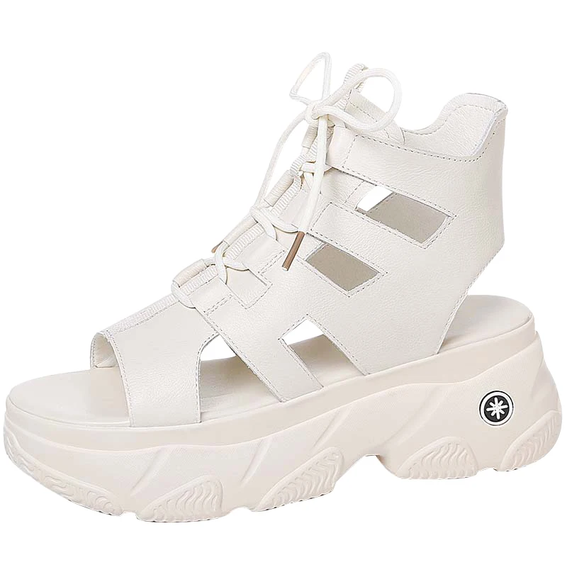 

High Top Women Sandals Platform Shoes Comfortable Casual Shoes Height Increasing Women Shoes Fashion Concise Platform Sandals