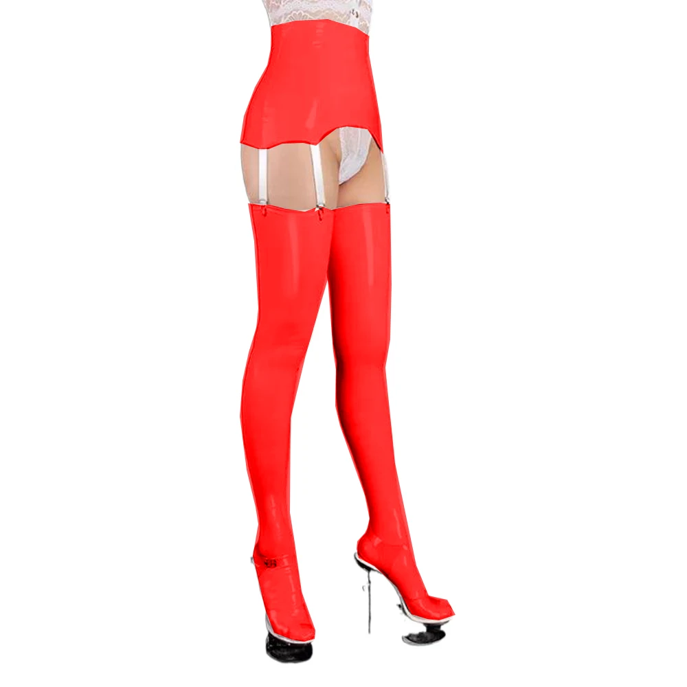 New Women Sexy Stocking Thigh High Stockings Female Night Club Panty hose WetLook PVC Faux Leather Elastic |
