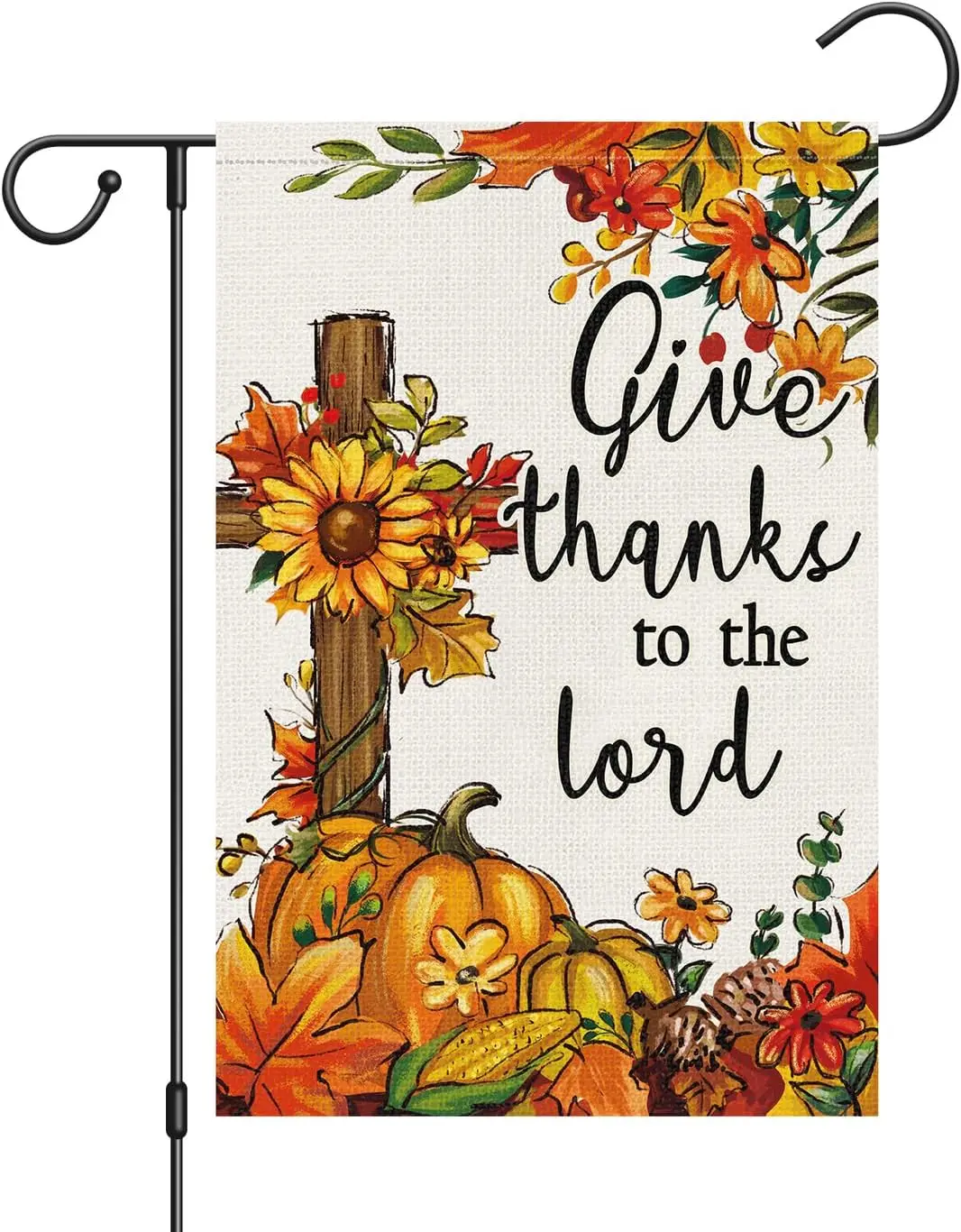 Луиза Маэлис Добро пожаловать осенний садовый флаг Дайте спасибо на лорда 12x18