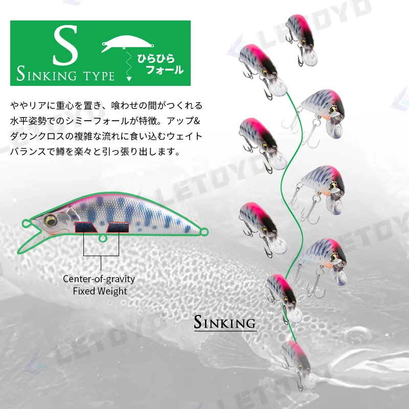 LETOYO Fishing Bass Sinking Lure 5g 8g Minnow Wobblers Artificiali Hard Fshing Lures for River Trout Area Bass Pike Perch