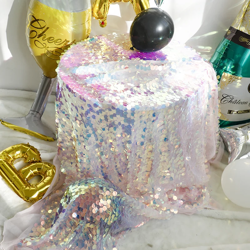 Зашифрованные круглые Блестки в виде рыбьей чешуи мечты украшение для свадебной вечеринки Блестящий Фон Ткань вечерняя драпировка ткань для свадебного платья