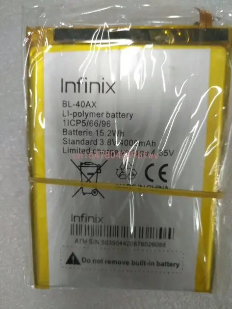 

4000mAh 3.8V BL-40AX Battery For Infinix X551 BL-40AX Mobile Phone Batterie Bateria Replace Parts