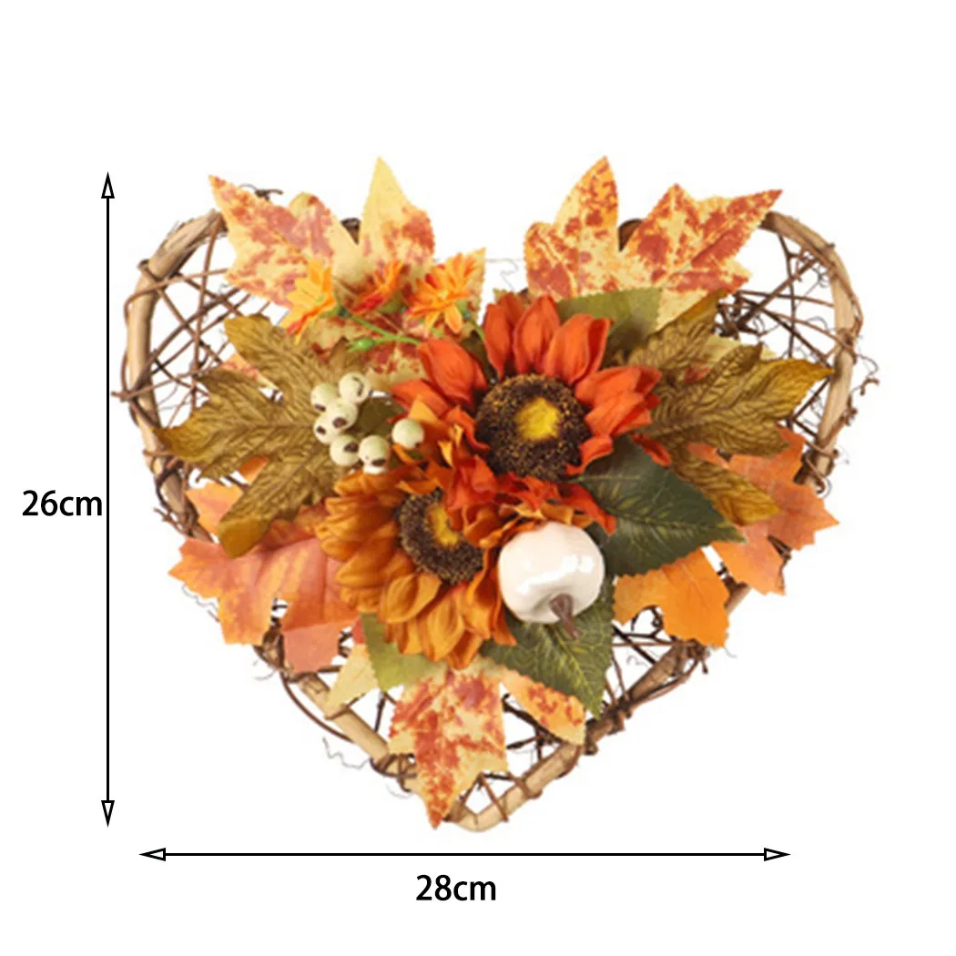 

Halloween Ornaments Heart Shaped Simulation Pumpkin, Sunflower, Maple Leaf, Wall Hanging Artificial Flower Festival Decoration