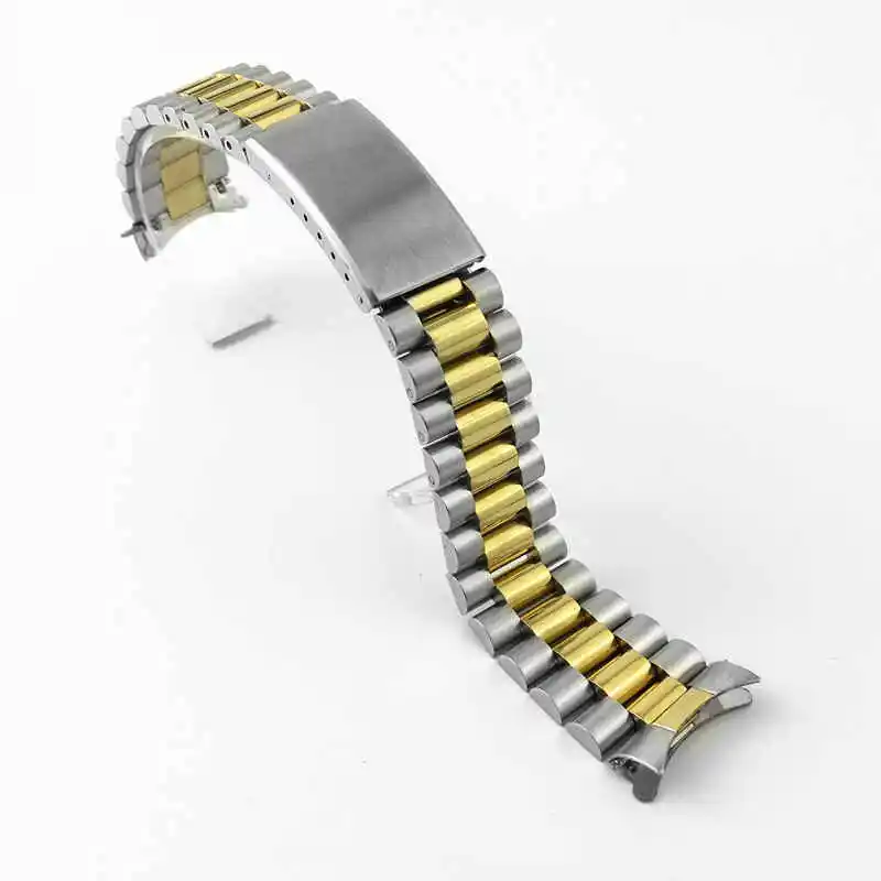 18mm 19mm 20mm 21mm Stainless Steel Universal Silver Gold President Curved End Watch Strap Band Bracelet Fit For ROX SKX Watch
