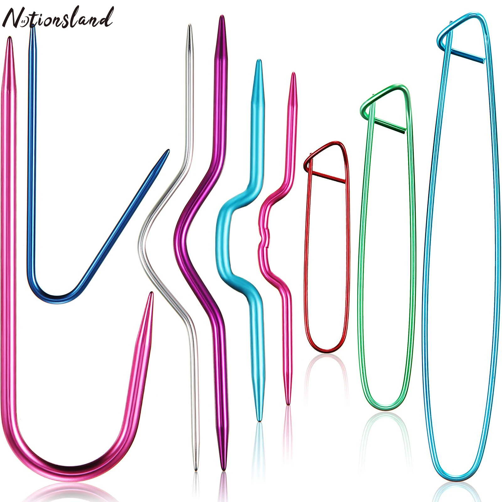 

9Pcs Cable Stitch Holders Aluminum Cable Needles Stitch Holders Safety Pin Brooch Weaving Needle Sweater Knitting Tool