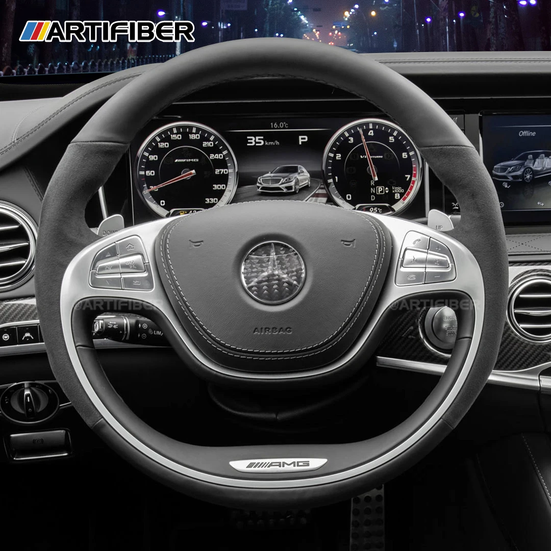 

Race Display Carbon Fiber Steering Wheel for Mercedes Benz C E S Class GLA CLA CLS GLE SLC SL AMG