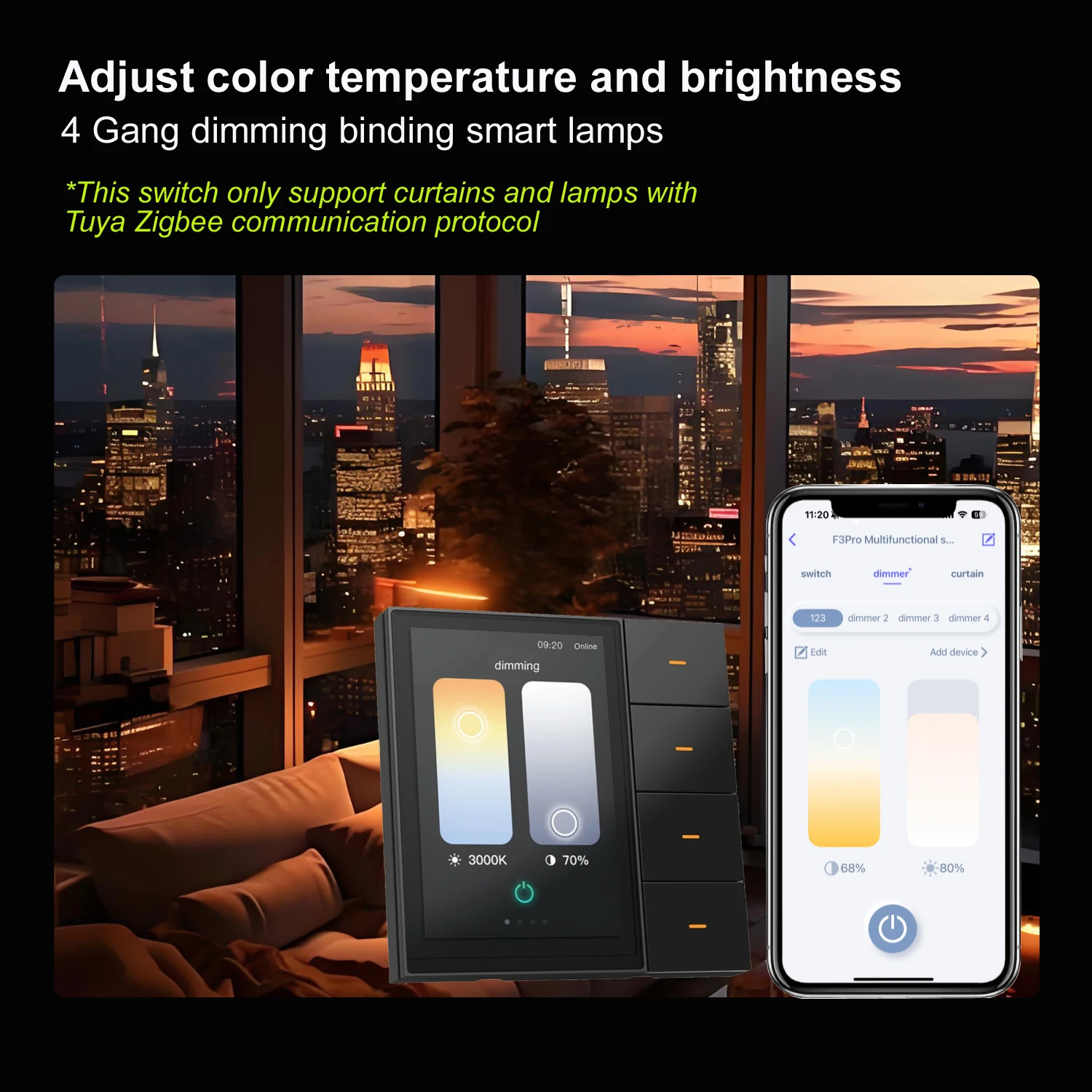 Фото F3 Pro Tuya Zigbee Home Assistant 3.5-дюймовая сенсорная панель IPS, умный настенный выключатель света с управлением сценариями, шлюз Z2M Alexa №3