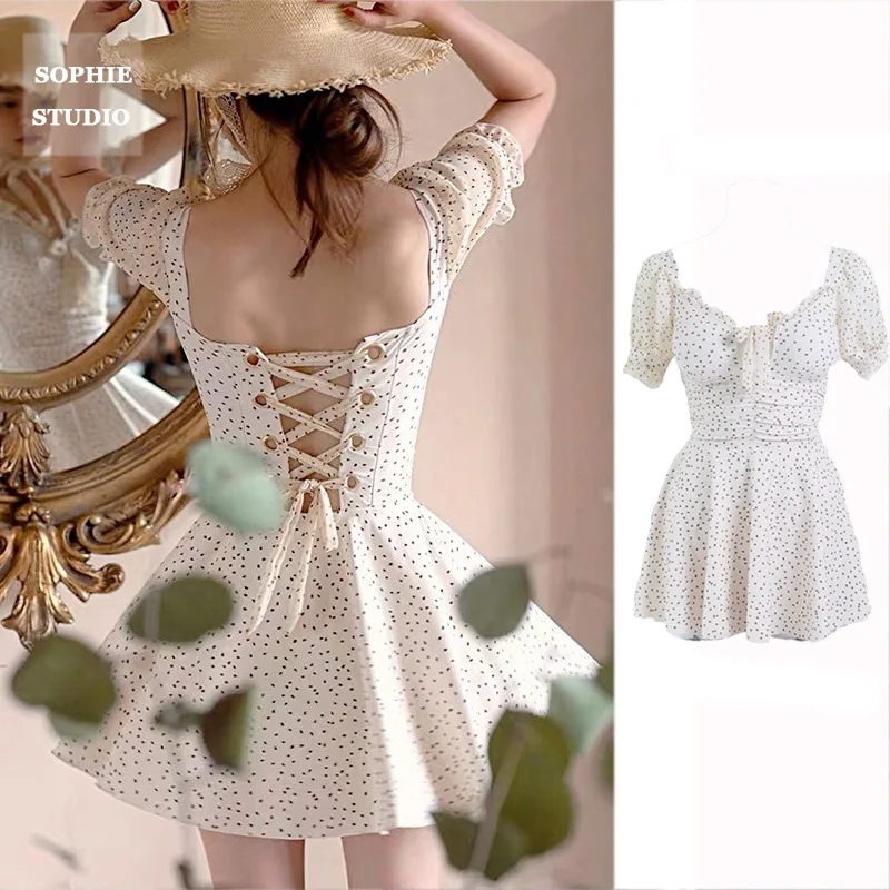 

Женская накидка с оборками, эластичный купальник с коротким рукавом и бантом в горошек, милый купальный костюм для девушек с перекрестными ...