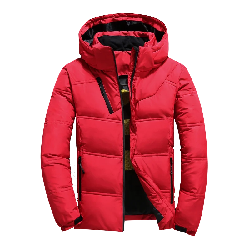 

Высококачественная куртка на белом утином пуху для рыбалки, Мужская Уличная Толстая теплая парка с капюшоном, пальто, зимняя ветрозащитная ...