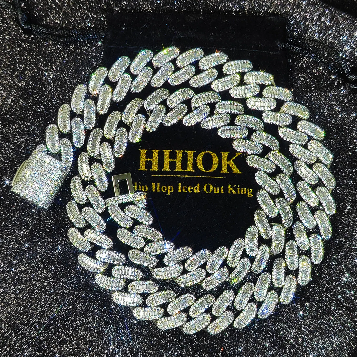 Цепочка Из кубинской цепи с фианитом 5 А 15 мм