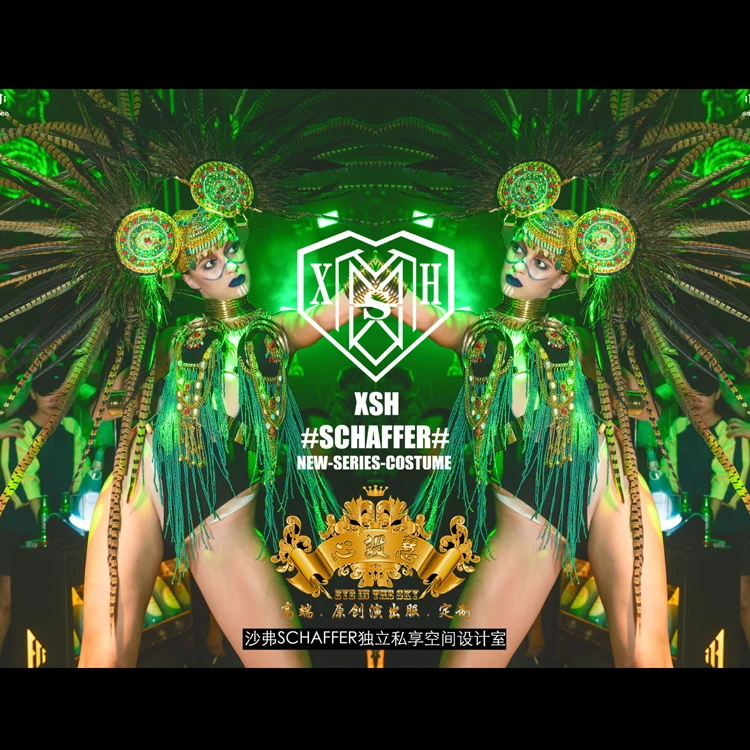 Женское платье для ночного клуба Gogo в лесном стиле с большими перьями индийское