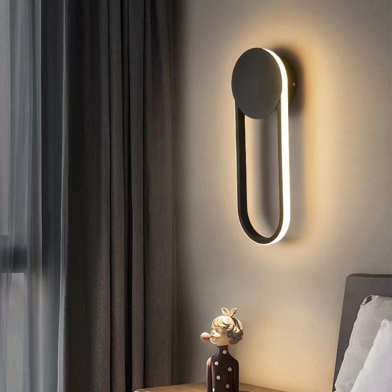 

Modern LED Wall Light Gold Indoor Decor Sconce Long Strip Ring Nordic Living Room Kitchen Hall Bedroom Lamp