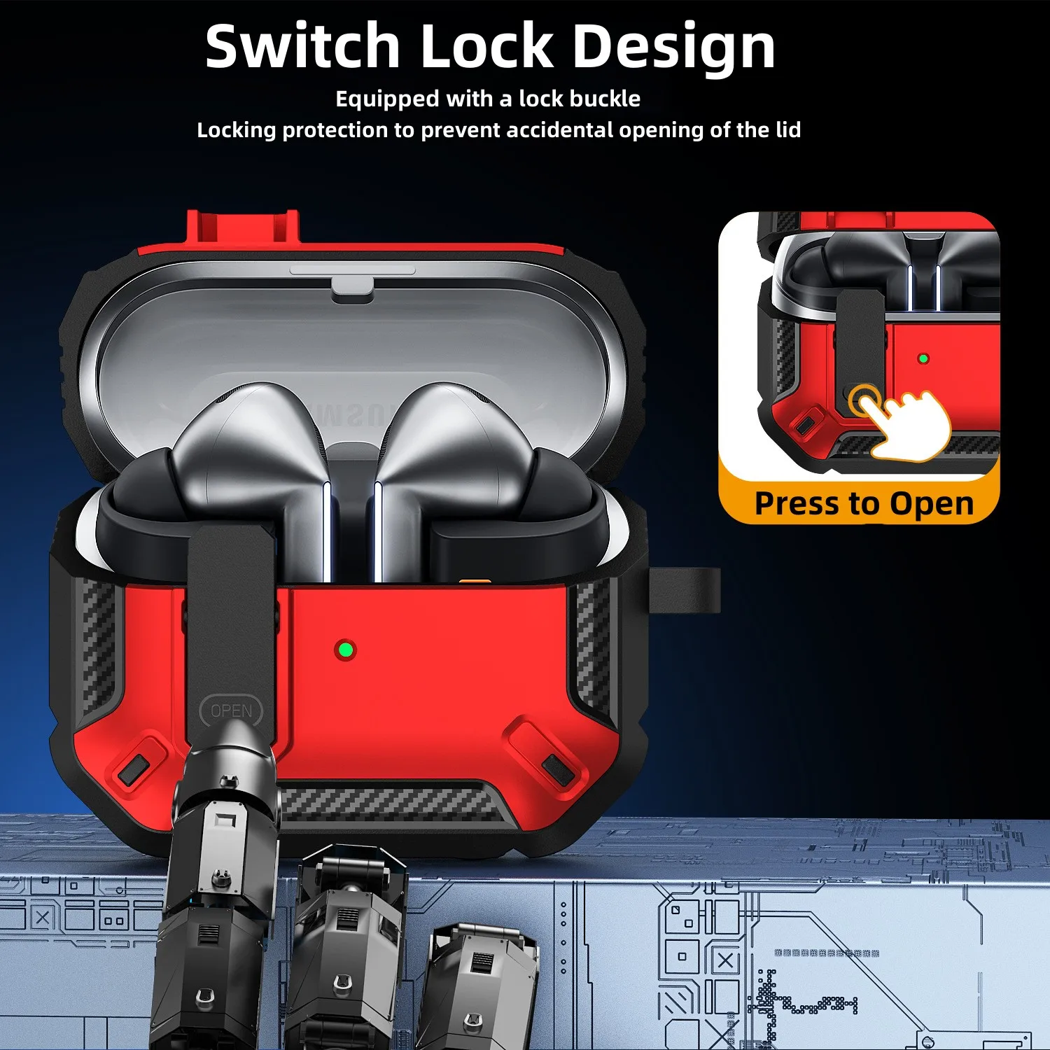 Новый чехол для наушников с защитным замком Samsung Galaxy Buds 3 набором чистки и брелком