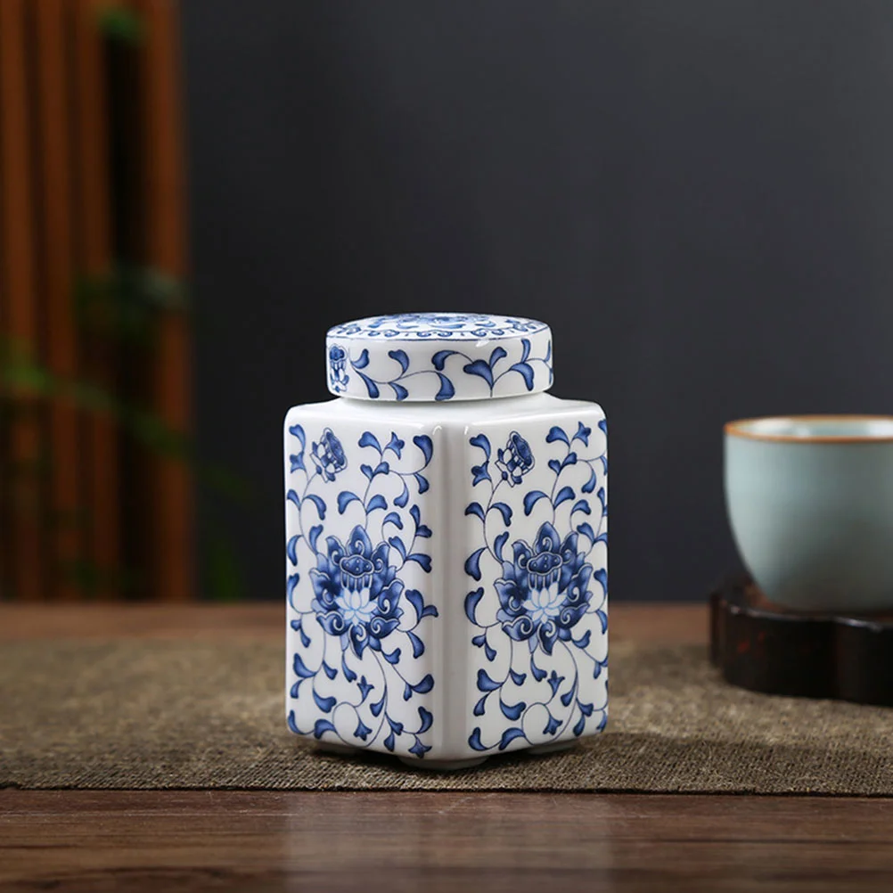 

Household Coffee Canister Tea Jar Vase Ceramic Tins Storage Jars Airtight Food Blue White Ceramics Kitchen