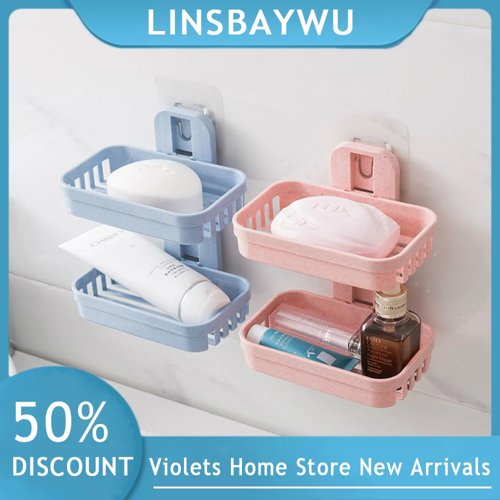

Punch-Free Soap Box Household Wall-Mounted Soap Holder Drain Box Drainable Convenient Bathroom Practical Soap Storage Supplies