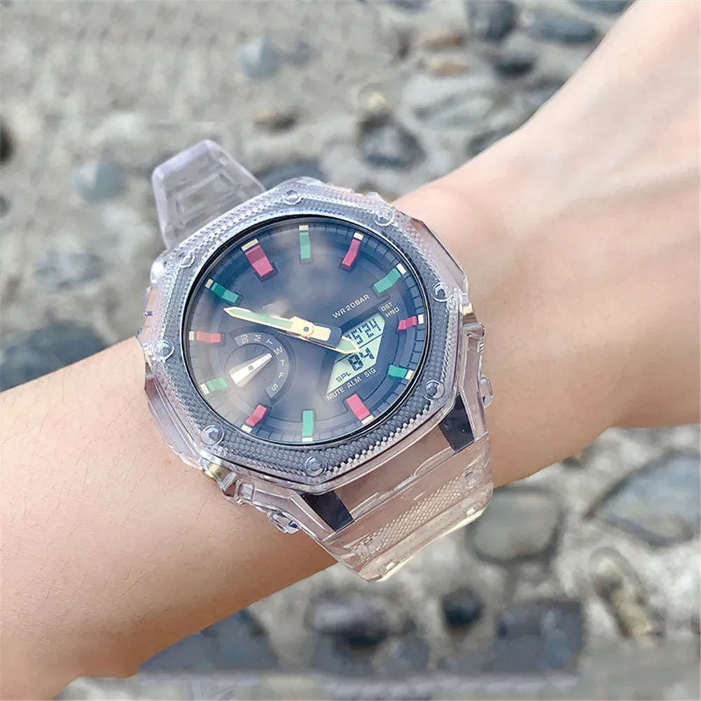 Pаспродажа Новый ремешок для часов чехол для Casio G-Shock GA-2100 Refit заменяемый мужской T прозрачный полимерный браслет на запястье Ga 2100 для мужчин женщин мужч...