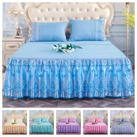 princess bedding solid ruffled bed skirt pillowcases lace bed sheets mattress cover king queen full twin size bed cover