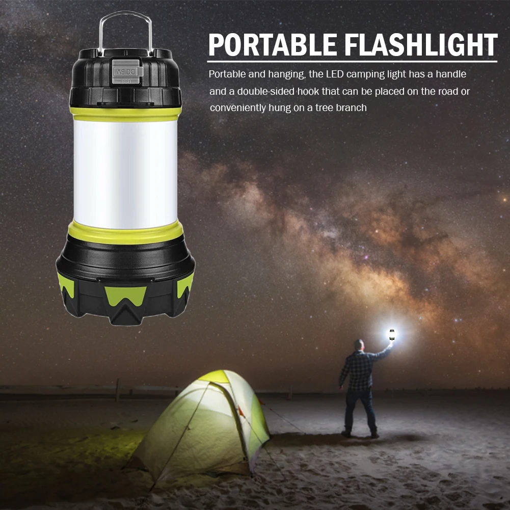 

LED Camping Lantern Rechargeable Portable Hand-held Flashlight 6 Modes 3600mAh Battery Waterproof for Hiking Travel Emergency