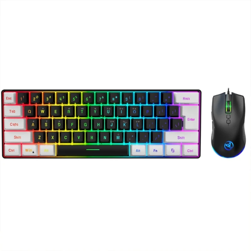 

Игровая клавиатура RGB с 61 клавишами, полноразмерная клавиатура и мышь, эргономичная комбинированная