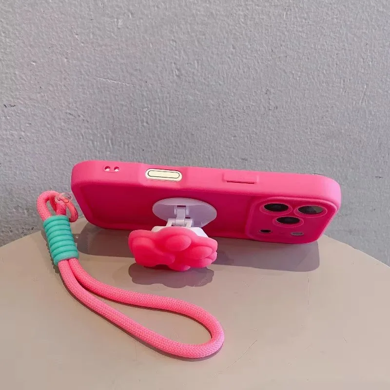 Фото Чехол для Honor 90 Lite, Honor 200 Lite, Honor X60 Pro, Honor X8 5G, X6 4G, Nova Y71, X6A с подставкой в виде милых кошачьих лапок и ремешком №4