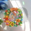 5D DIY Special Shaped Drill Diamond Painting Christmas Flower Wreath Kits with Lamp String Mosaic Art Crafts Rhinestone Decor 3