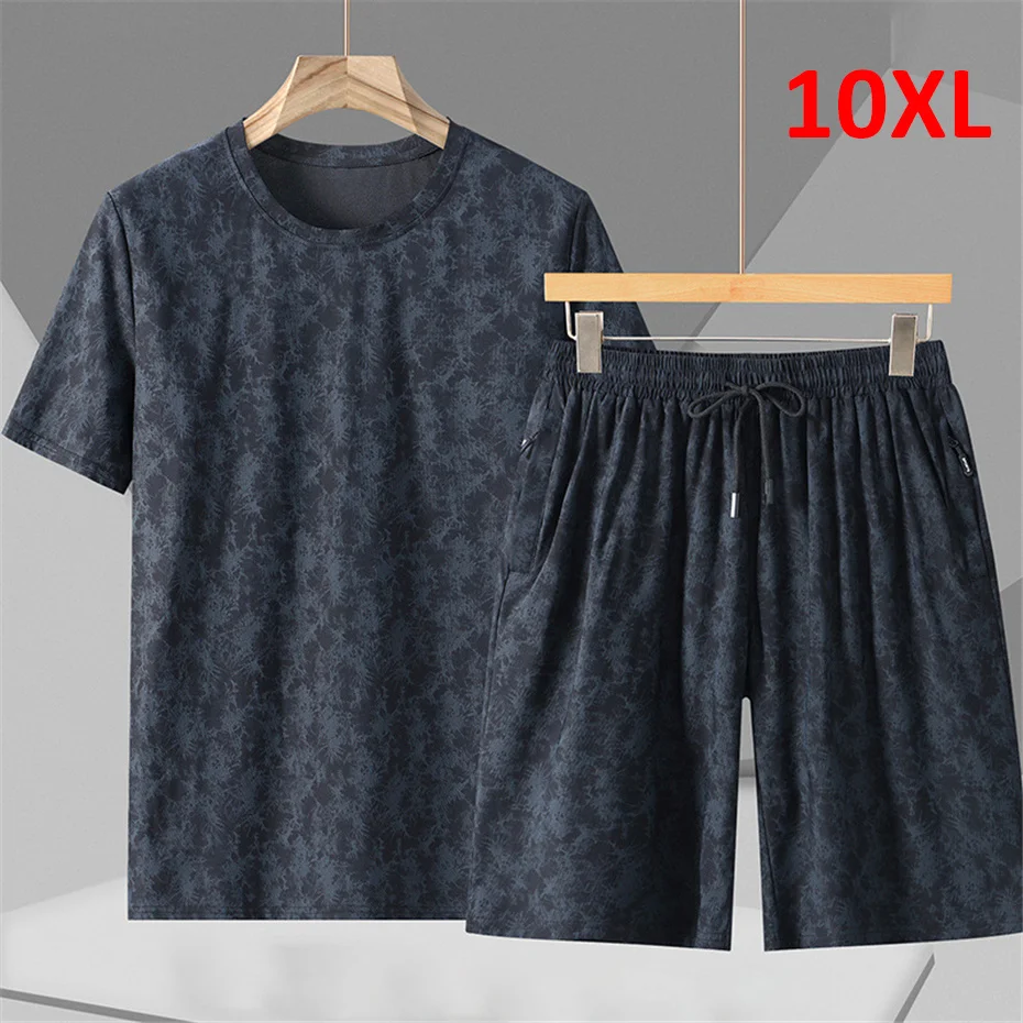 

Men's T-shirt Short Suits Plus 10XL Fashion Casual Summer Tops Tees Shorts Male Big Size Sets Cool