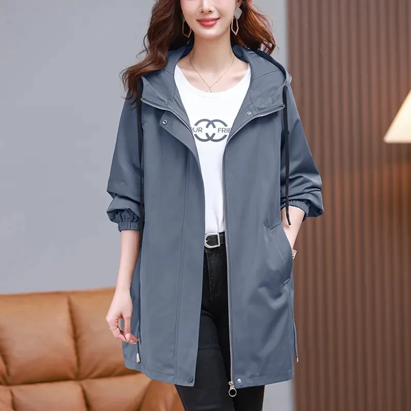 Ветровка женская на весну и осень новинка 2024 Женское пальто средней длины с