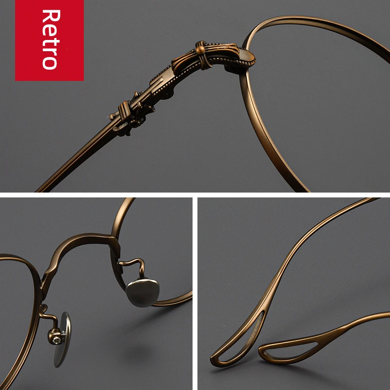 Очки мужские ультралегкие из чистого титана в круглой оправе