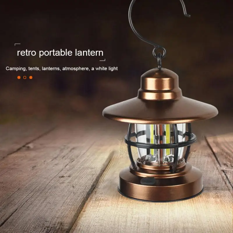 

Mini Retro Camping Lantern USB Rechargeable Haning Hook Night Light Battery Powered Tent Table Light For Outdoor Emergency