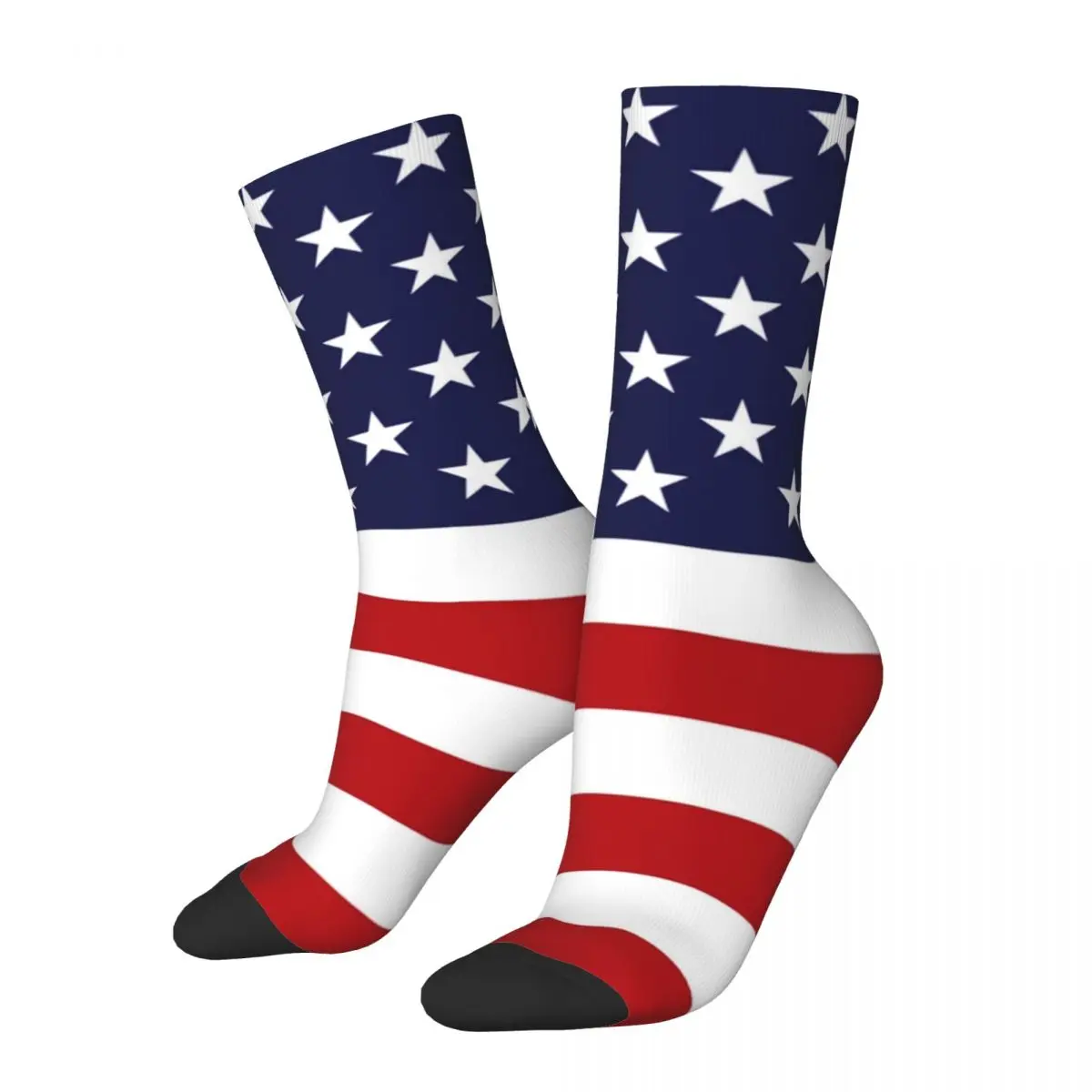Носки в белую и красную полоску модные чулки с американским флагом осенние