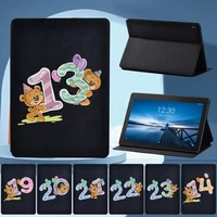 for lenovo tablet stand case tab e10 tb x104ftab m10 x605f x505ftab m10 plus x606f x bear print pu leather portable cover
