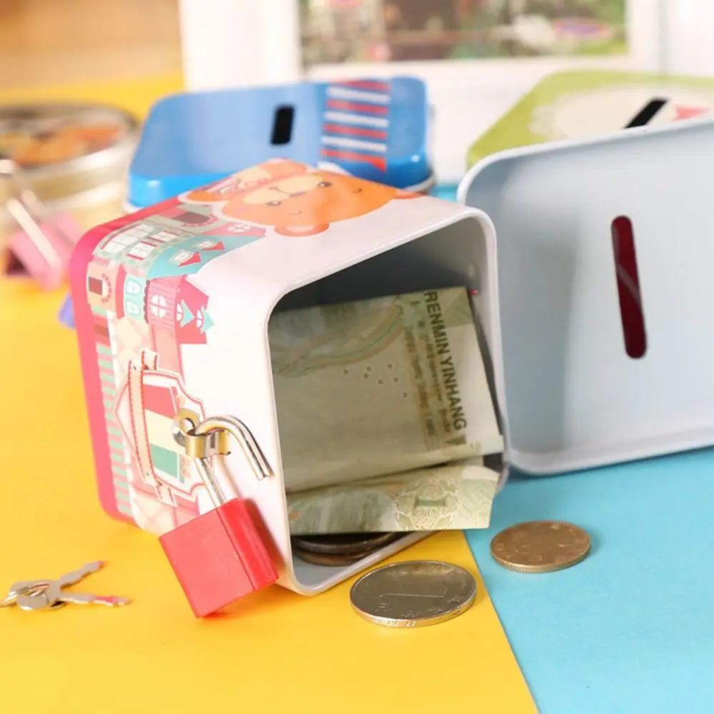 Милая мультяшная Копилка случайного цвета жестяная металлическая шкатулка для