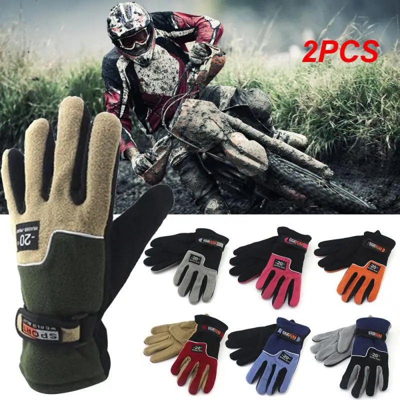 

2PCS Motorcycle Gloves Fleece Winter Warm Ski Riding Thermal Snow Gloves For Women & Men Glove Skiing Ride Motorcycle