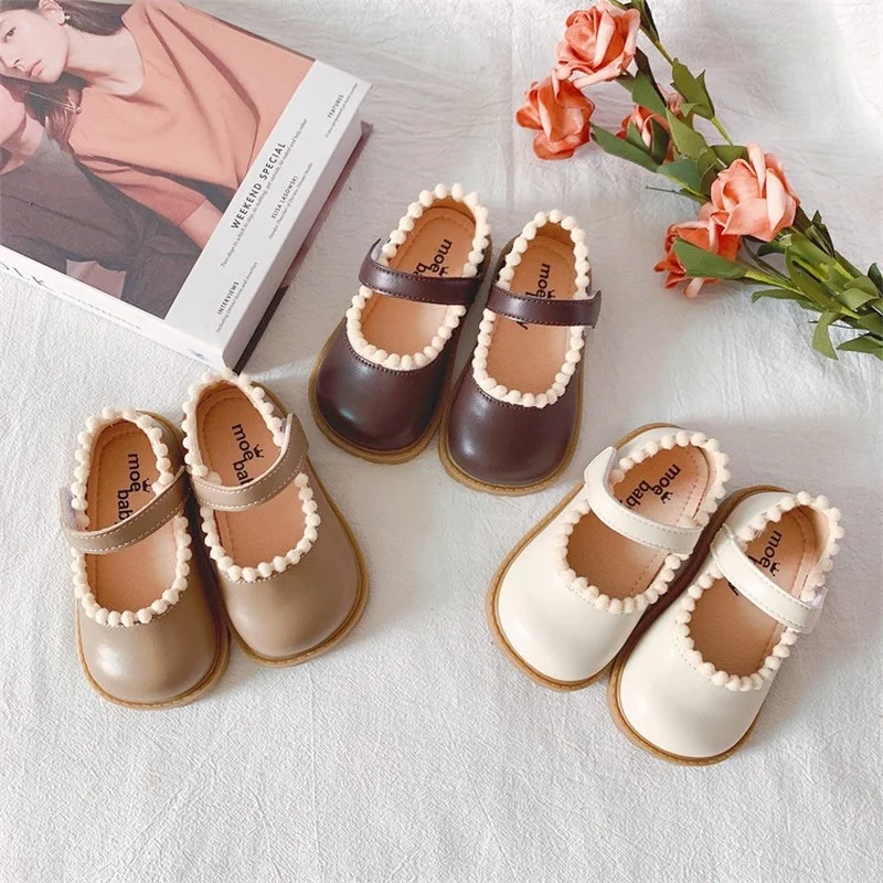 

Baby Girls Shoes Spring Autumn Children Fashion Lovely Princess Leather Shoes For Kids Party Solid Color Student Flats Shoes