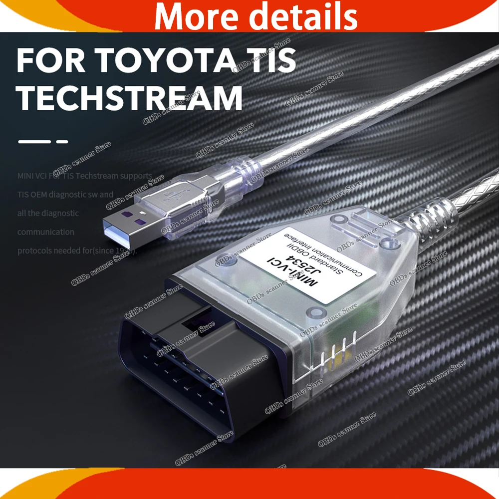 Фото Диагностический кабель MINI VCI для TOYOTA TIS Techstream V18.00.008 FT232RQ, улучшенная версия mini vci J2534 OBD 2 OBD2, сканер для диагностики автомобилей, инструмент для автодиагностики. №2