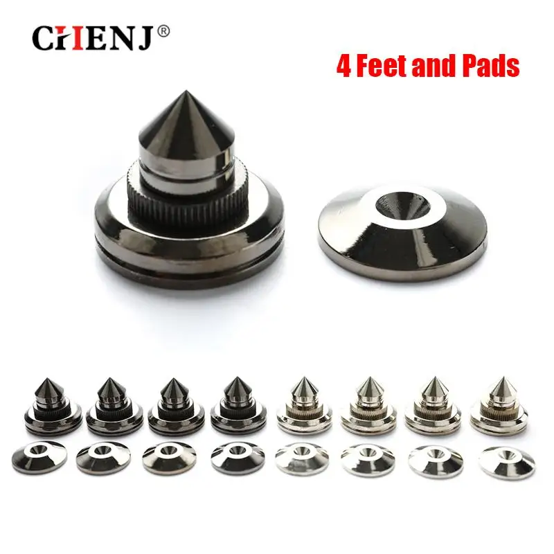 

4sets Speaker Stand Feet Foot Pad Aluminium Alloy Metal Copper Black/ Silver Loudspeaker Box Spikes Cone Floor Foot Nail