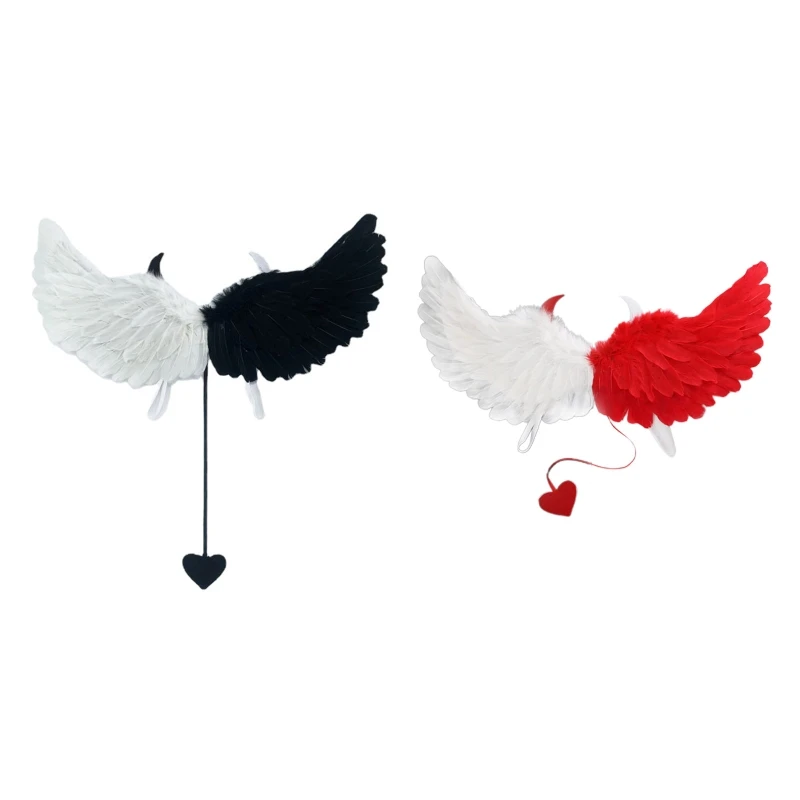 

HXBA Feather Angel Wings Halloween Costume with Elastic Strap One Size