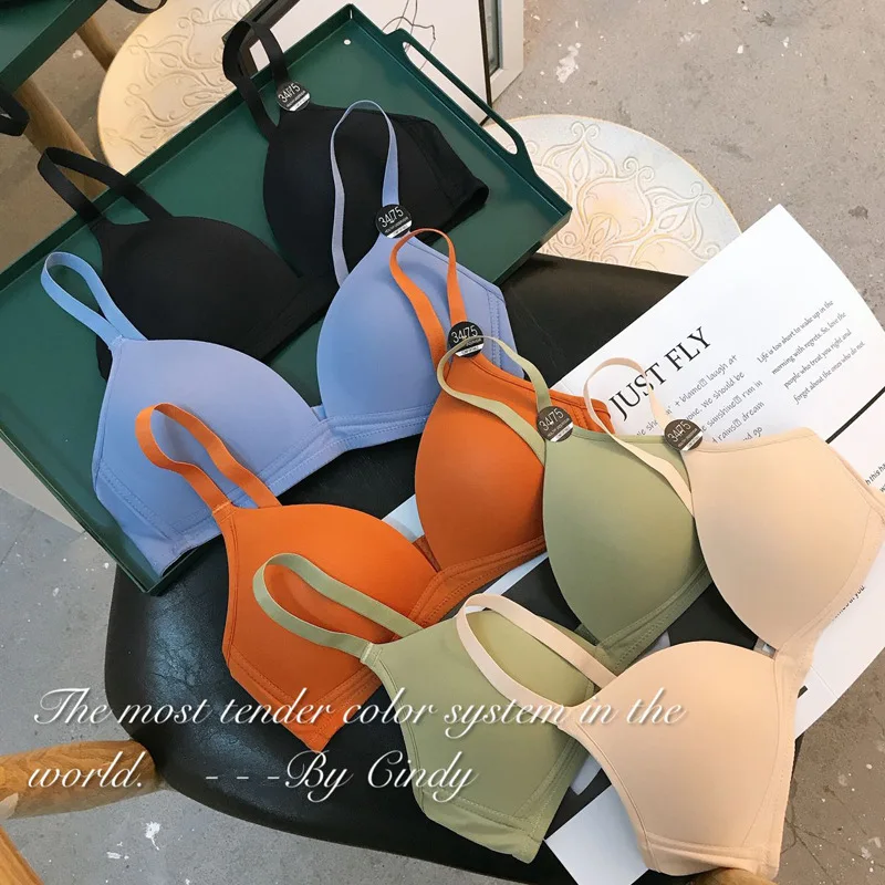 

Women Bra Soft Wireless Women Sexy Lingerie Fashion Seamless Comfortable Bralette Female A B Cup Colorful Push Up Bras