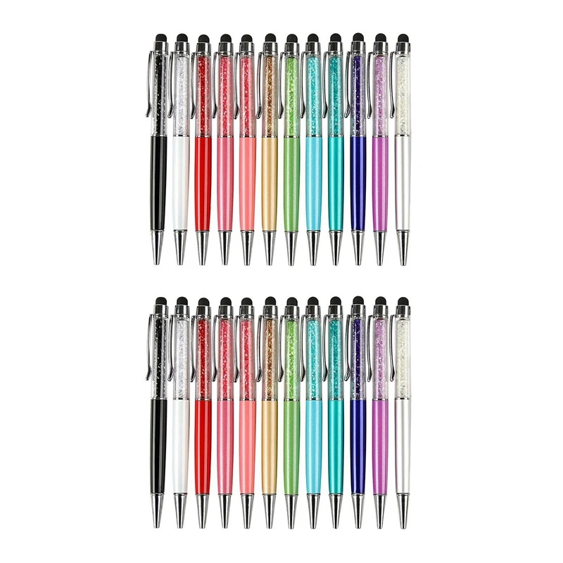 

PPYY-24Pcs/Pack Bling Bling 2-In-1 Slim Crystal Diamond Stylus Pen and Ink Ballpoint Pens (12 Colors)