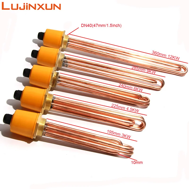 

Lujinxun DN40 Copper Water Heater Element for Boiler Hexagon 1.5"Thread Heaters 110/220/380V Copper Thread Tube 3/4.5/6/9/12KW