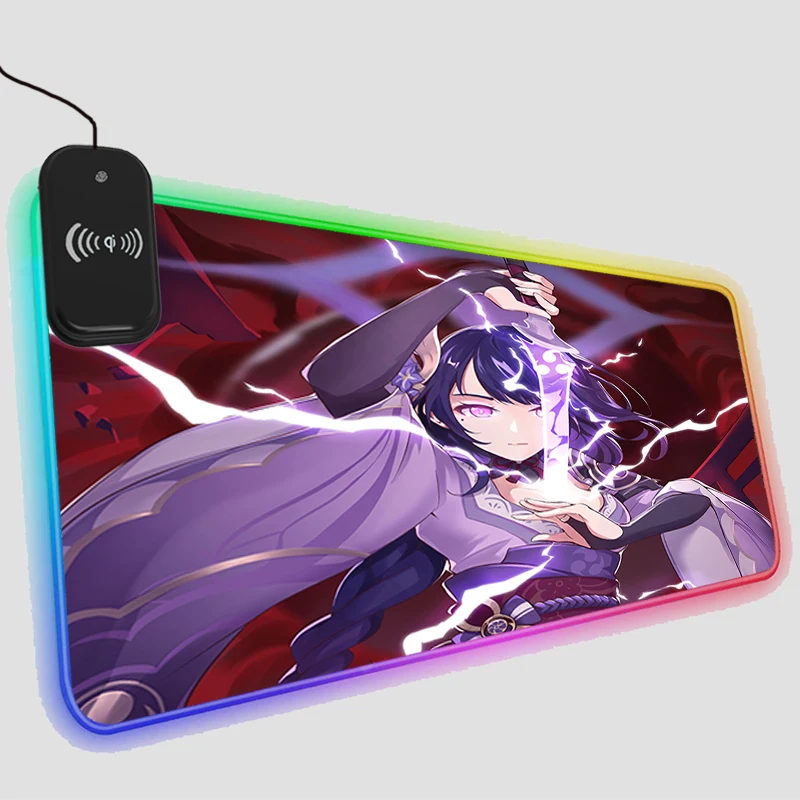 

Компьютерный офисный телефонный коврик для мыши с беспроводной зарядкой RGB светодиодный игровой ударопрочный коврик для клавиатуры Genshin иг...