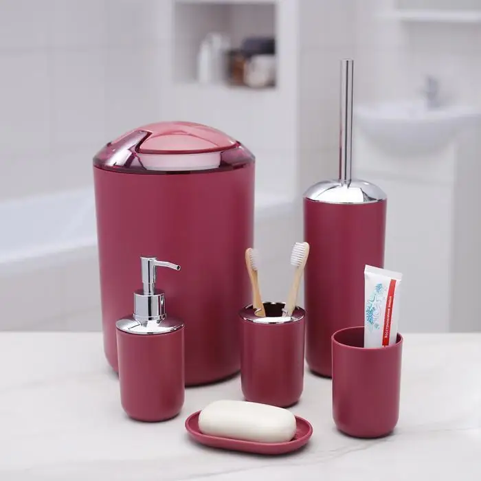 Набор аксессуаров для ванной комнаты &quotТринити&quot 6 предметов цвет сиреневый |