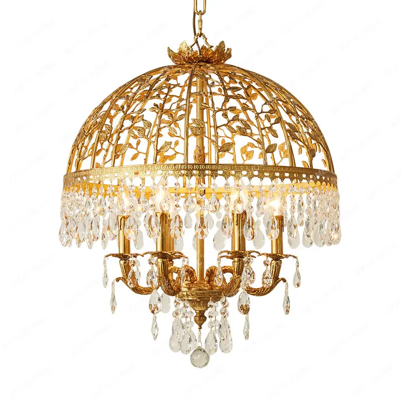

Французская медная хрустальная люстра в стиле ретро, Классическая европейская лампа для виллы, спальни, столовой, прихожей, коридора