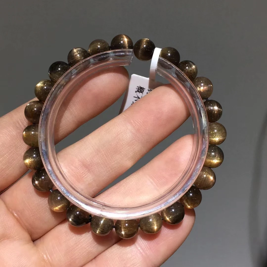 

Genuine Natural Black Sunstone Quartz Black Moonstone Bracelet Round Beads 7.8mm Star Light Women Fashion Stone AAAAA